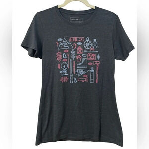 Eddie Bauer Charcoal Gray Tee with Pink Graphic